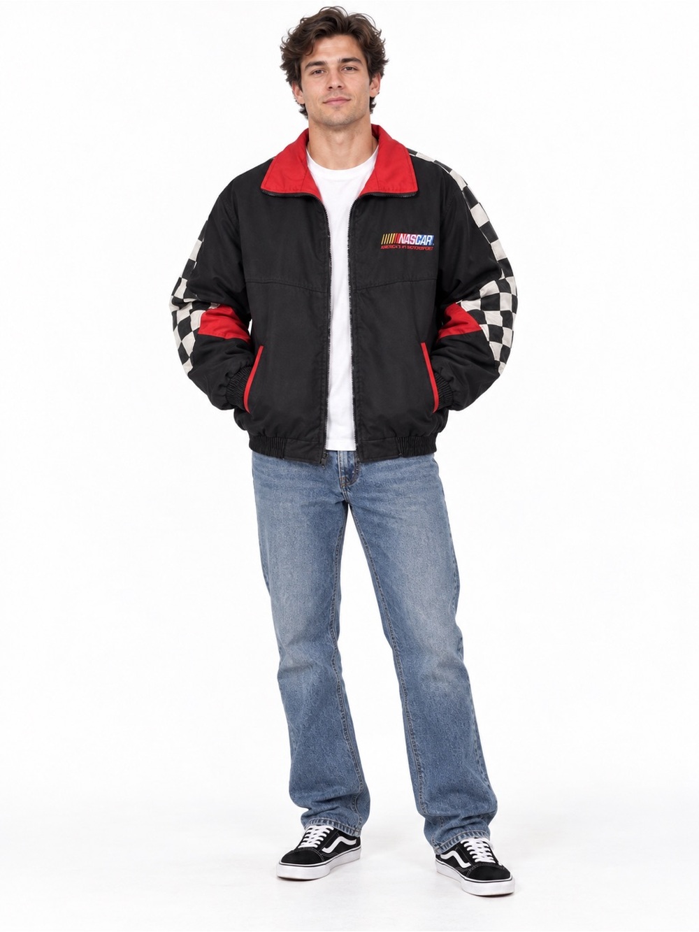 Vintage 1996 Ashley NASCAR Racing Jacket Checkered Men’s Medium
